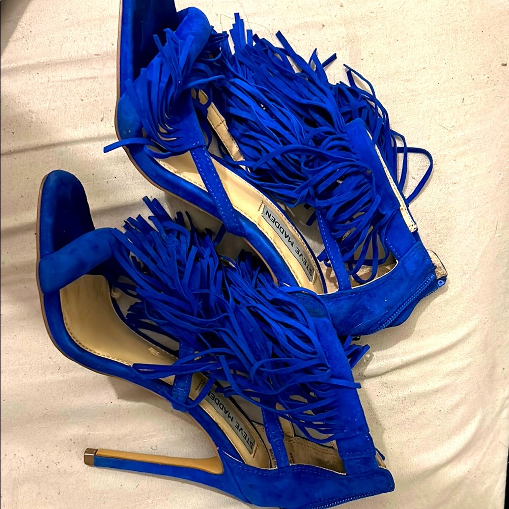 Steve Madden Blue Fringe Heels